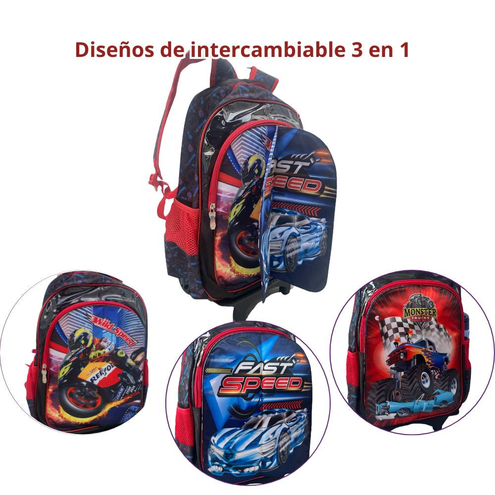 Mochila con ruedas - Diseño Monster Truck